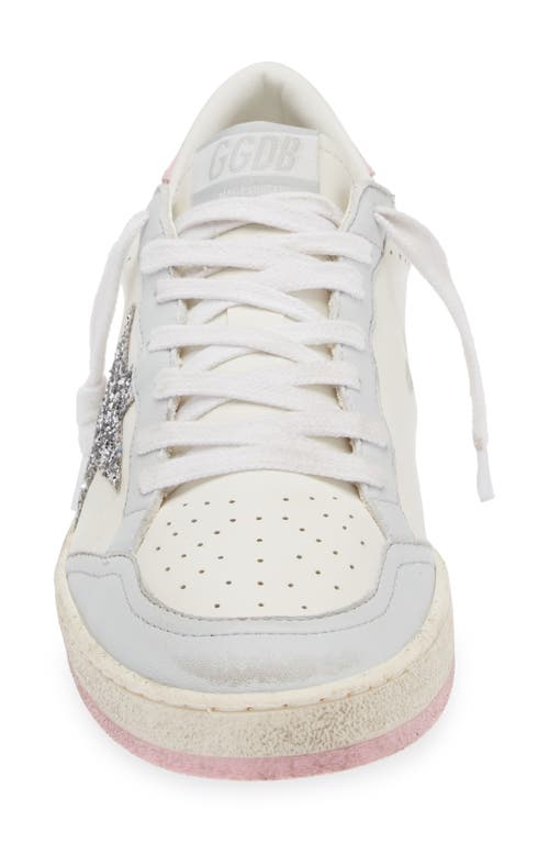 Golden Goose Ball-star Sneakers In White/silver/pink