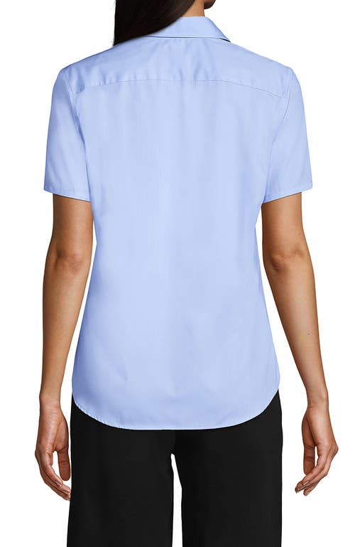 Lands' End School Uniform Short Sleeve Peter Pan Collar Broadcloth Shirt In Light Sea Blue