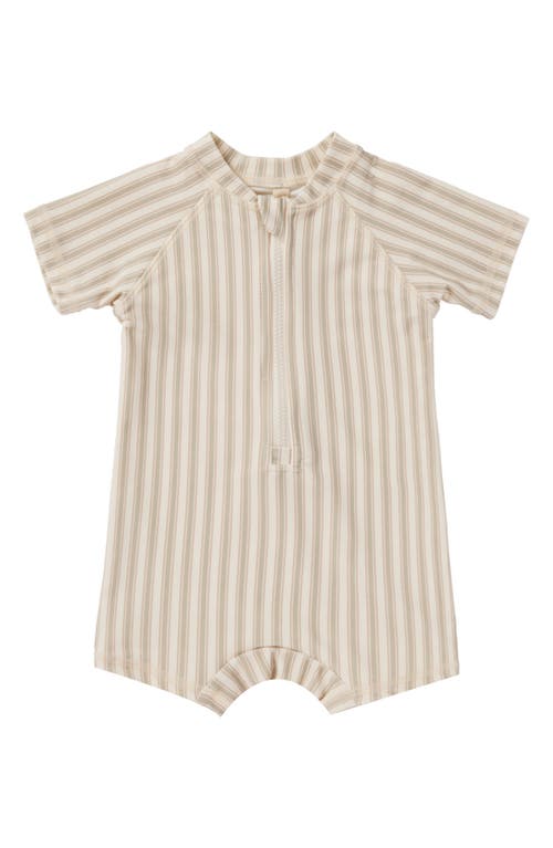 QUINCY MAE Zip One-Piece Rashguard Swimsuit in Vintage-Stripe at Nordstrom, Size 12-18M