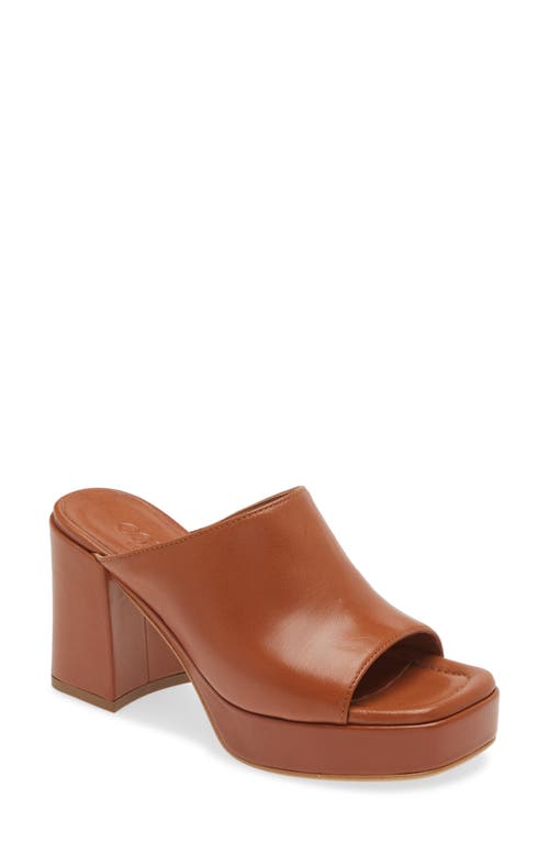 Cordani Bonnie Block Heel Platform Slide Sandal in Cuoio Leather