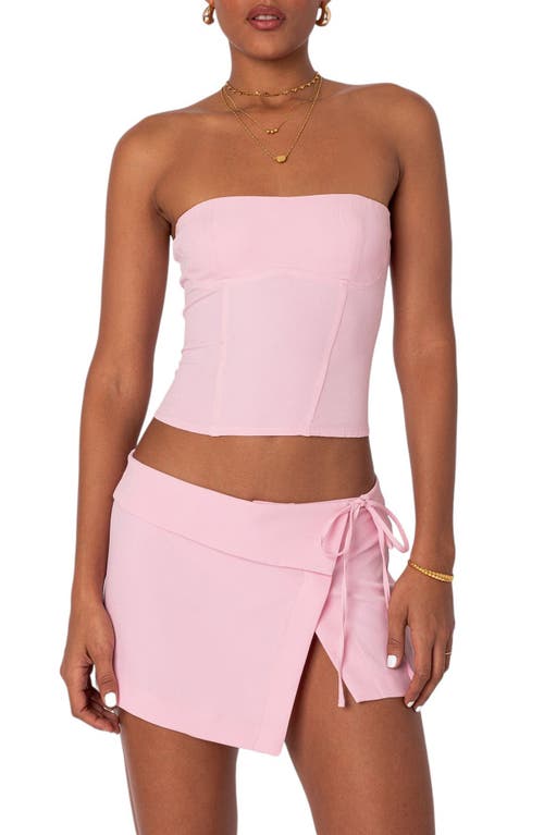 Shop Edikted Selena Strapless Corset Top In Pink
