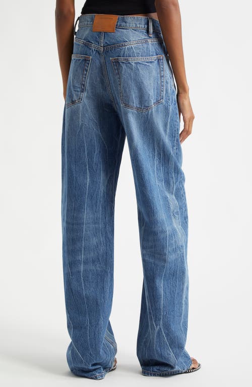 Shop Alexander Wang Flame Logo Denim Balloon Leg Jeans In 483a Tumbled Medium Indigo