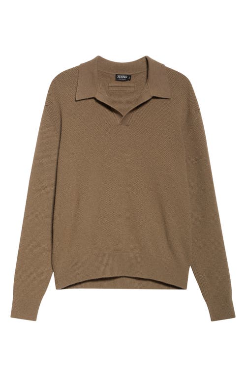 ZEGNA Oasi Cashmere Polo Sweater in Fango 