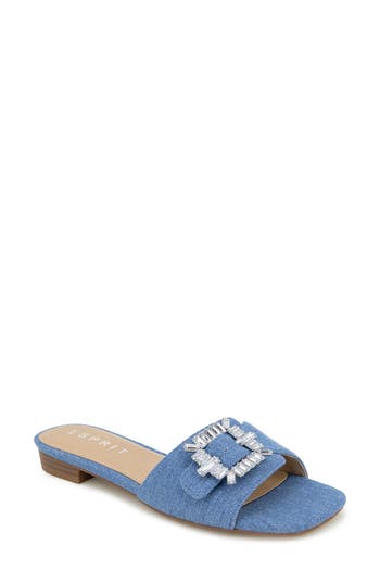 Shop Esprit Averie Denim Slide Sandal In Blue Denim