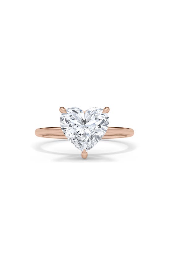 Hautecarat 18k White Gold Heart Cut Lab Created Diamond Engagement Ring In 18k Rose Gold