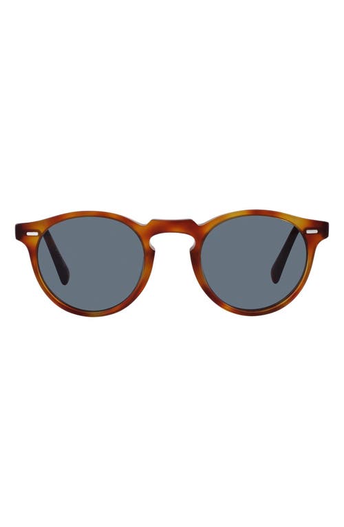 Oliver Peoples Gregory Peck Tortoiseshell Round-frame Sunglasses In Matte Light Brown/indigo