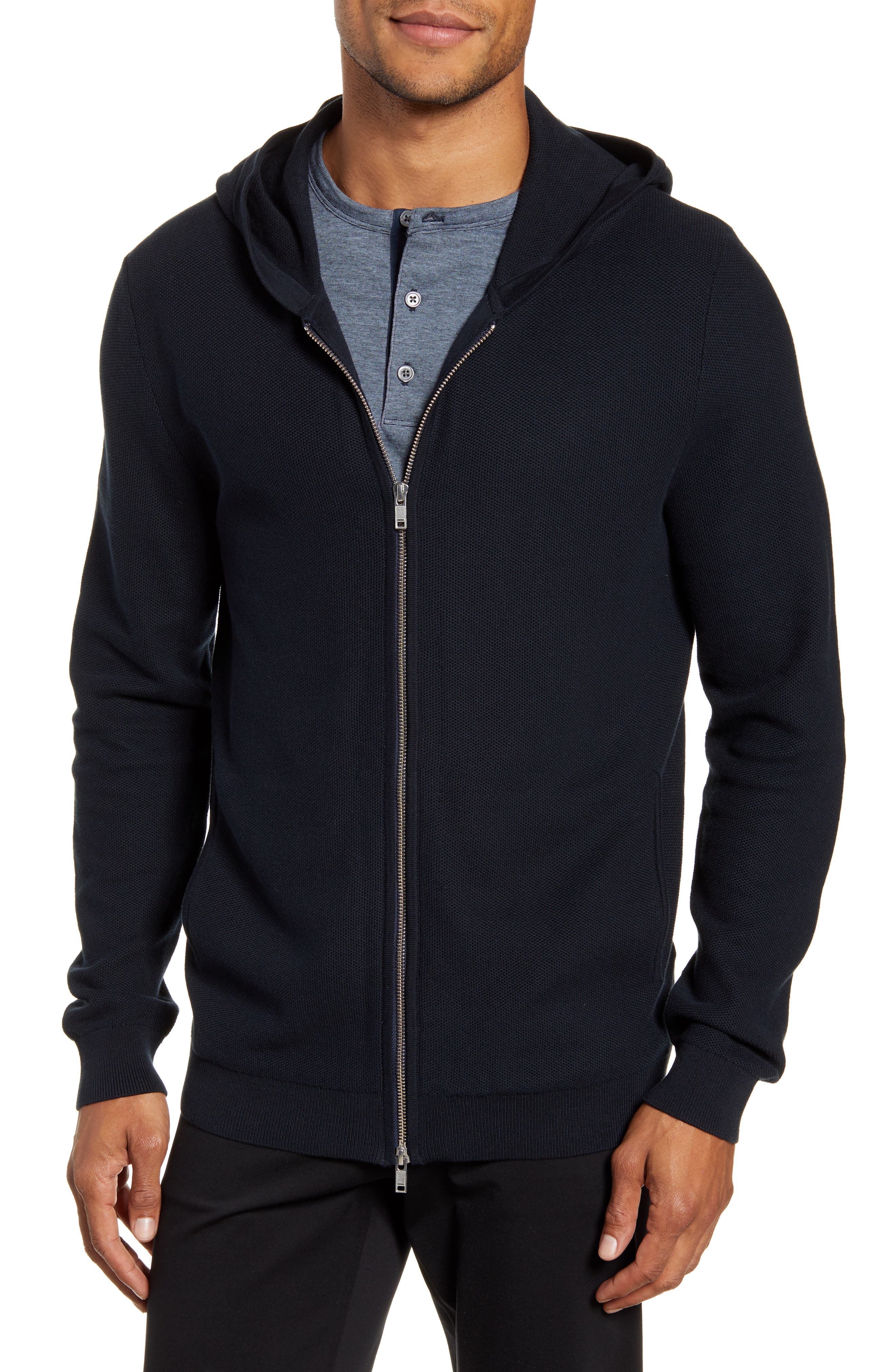 slim fit zipper hoodie