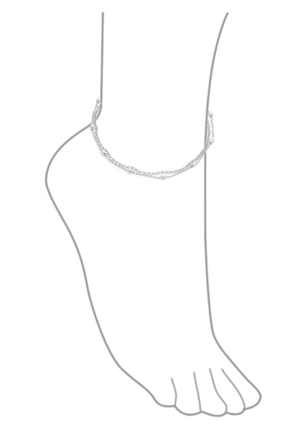 Shop Bling Jewelry Beaded Chain Anklet In Silver