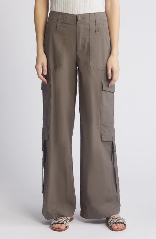 Shop Wit & Wisdom 'ab'solution High Waist Cotton Blend Cargo Pants In Dusty Olive