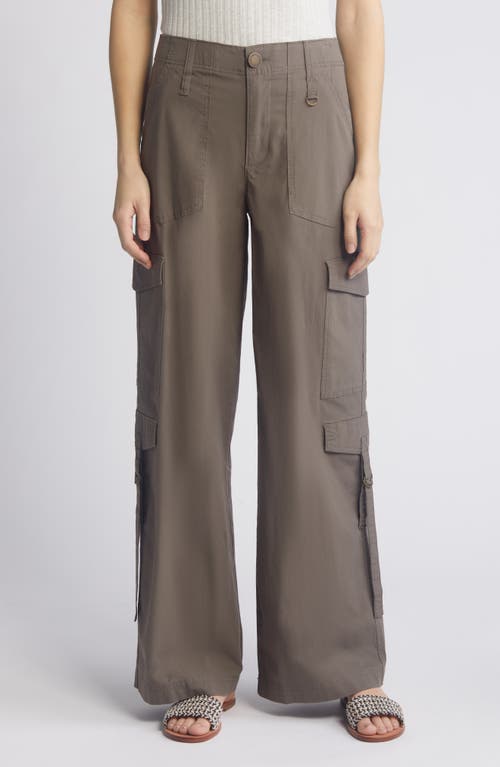 'Ab'Solution High Waist Cotton Blend Cargo Pants in Dusty Olive