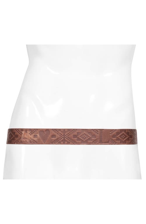 Shop Allsaints Embossed Leather Belt In Dark Tan