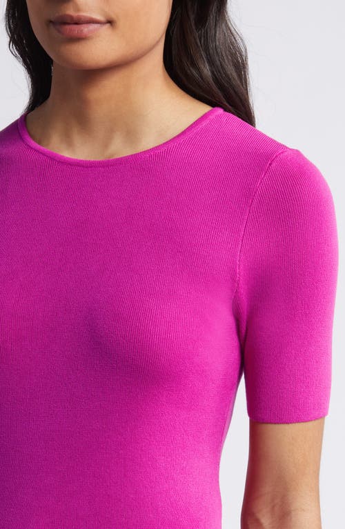 Shop Tahari Asl Short Sleeve Sweater In Shocking Pink