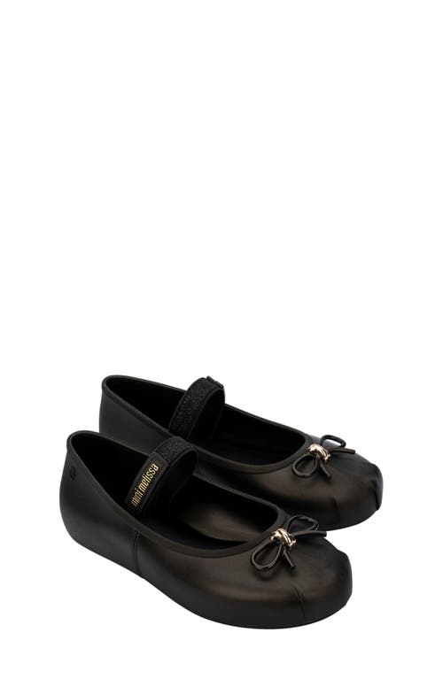 Mini Melissa Sophie Mary Jane Ballet Flat In Metallic Black