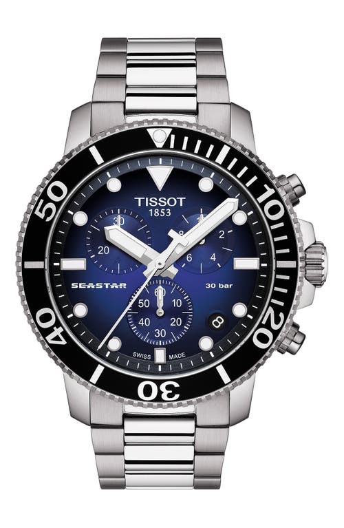 Tissot Seastar 1000 Chronograph Bracelet Watch, 45.5mm In Silver/grey/blue
