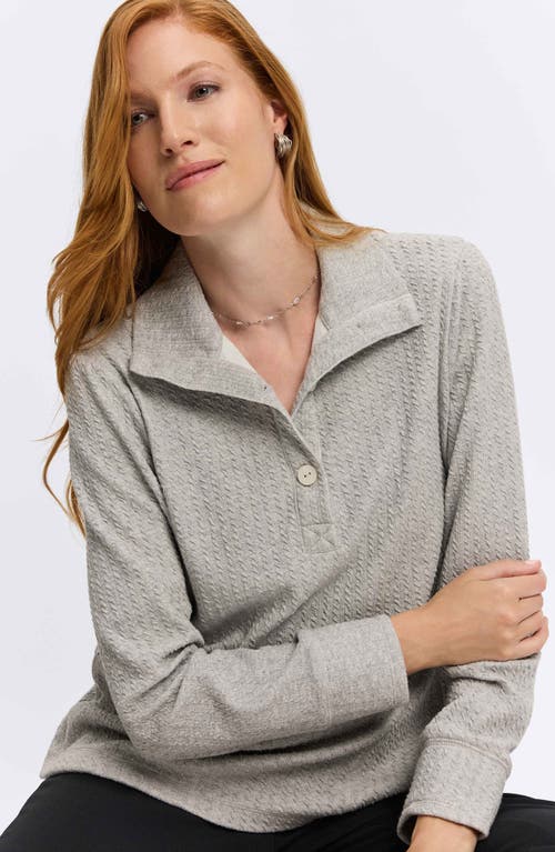 Foxcroft Sammy Cotton Blend Polo Top In Charcoal Heather