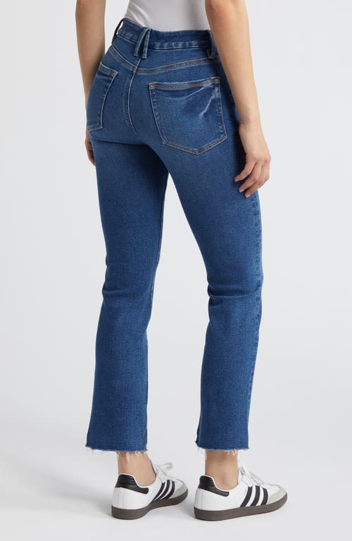 Shop Good American Good Legs Step Hem Ankle Straight Leg Jeans In Indigo397