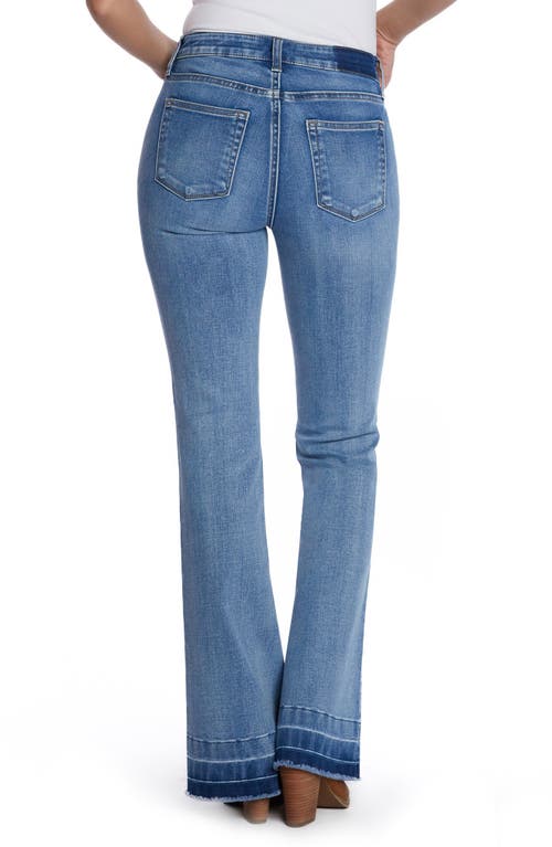 Hint Of Blu Mid Rise Released Hem Flare Jeans In Powder Blue