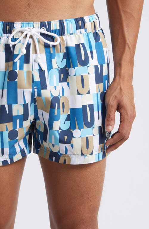 Original Penguin Multi Color Logo Swim Short In Vallarta Blue