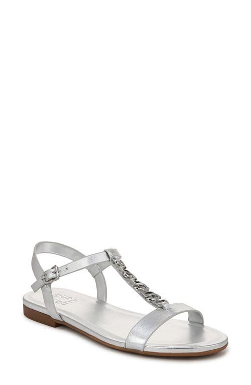 Naturalizer Teach T-Strap Sandal Silver Leather at Nordstrom,