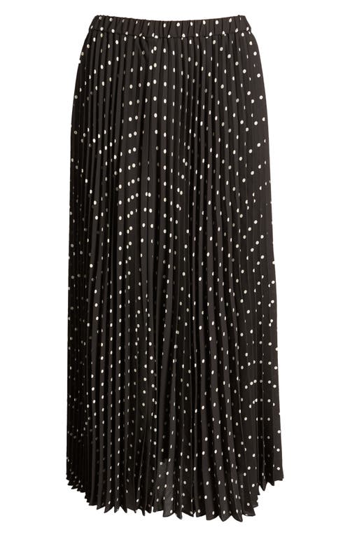 Shop Anne Klein Polka Dot Pleat Midi Skirt In Anne Black/anne White