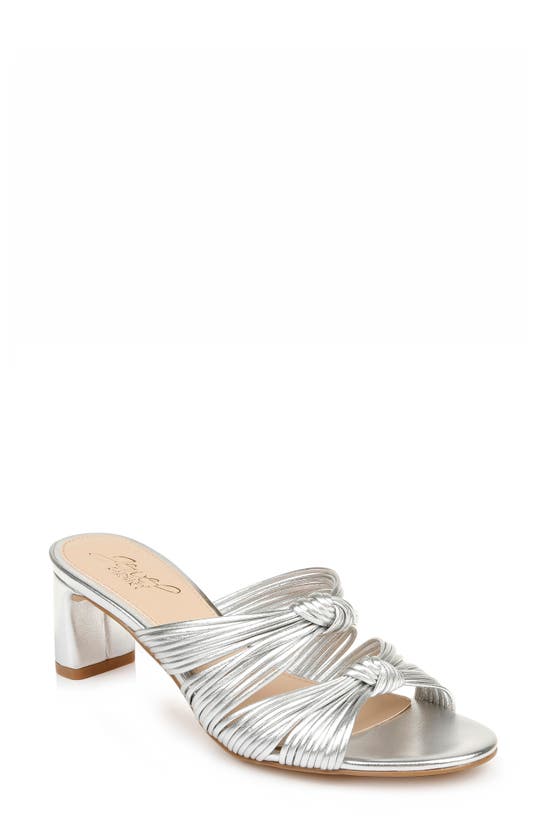 Jewel Badgley Mischka Cheryl Knotted Slide Sandal In Silver | ModeSens