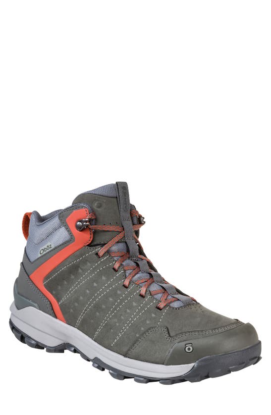 Oboz Sypes Mid B-dry Waterproof Leather Hiking Sneaker In Gunmetal Black