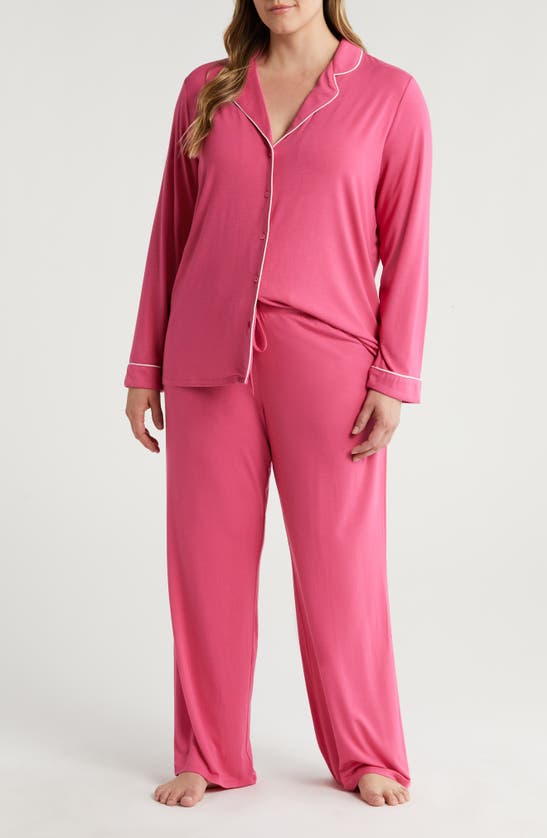 Shop Nordstrom Moonlight Eco Knit Pajamas In Pink Carmine