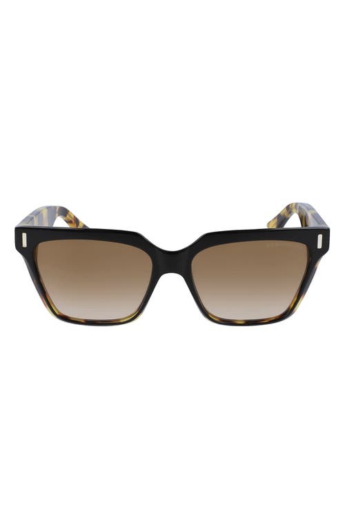 57mm Square Sunglasses in Camouflage/Brown Gradient