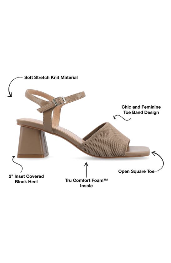 Journee Collection Knit Block Heel Sandal In Taupe