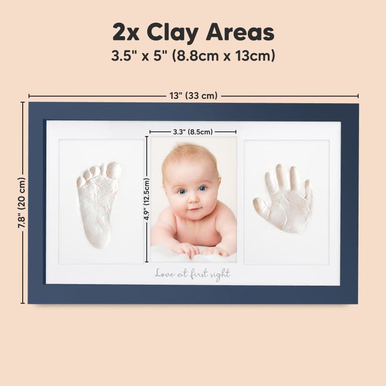 Shop Keababies Baby Handprint & Footprint Keepsake Duo Frame In Midnight Blue