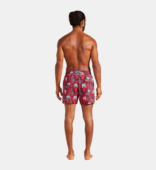 Vilebrequin Moorise Lobsters Print 5 Swim Trunks In Bleu Marine