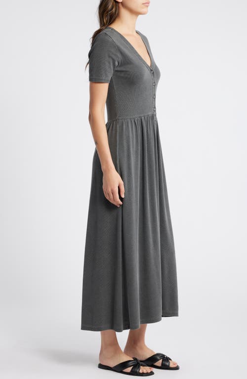 Shop Treasure & Bond Button Front Rib Dress In Grey Pavement