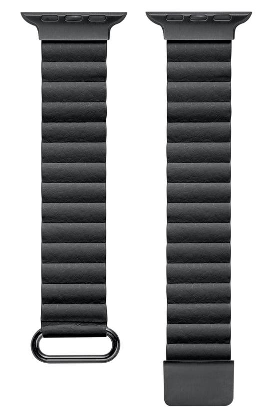 Shop The Posh Tech Dakota Magnetic Leather Apple Watch® Watchband In Black