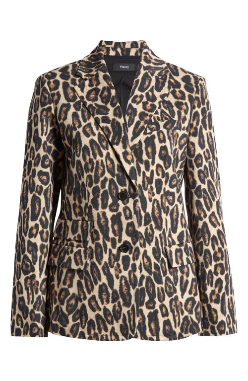 Shop Theory Leopard Print Wool Blend Jacket In Beige Multi