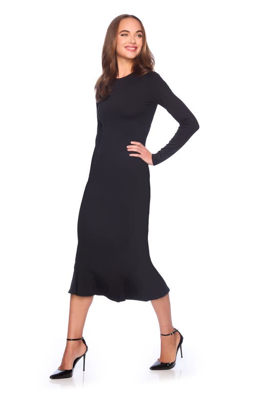 Shop Susana Monaco Crew Long Sleeve Midi Dress In Black