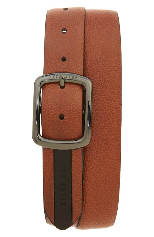 Jaims Contrast Detail Leather Belt in Tan