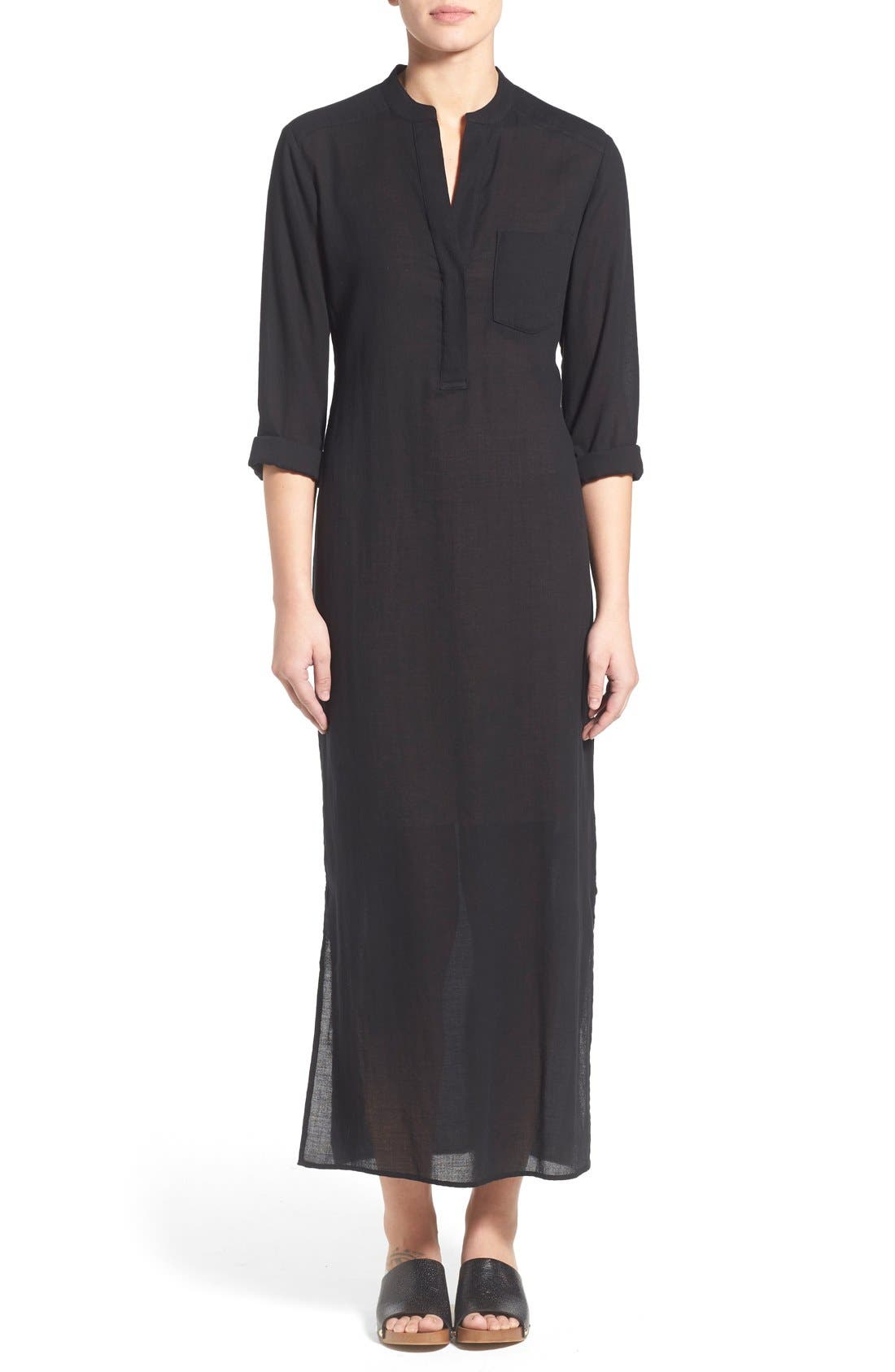 James Perse Split Neck Cotton Henley Maxi Dress Nordstrom