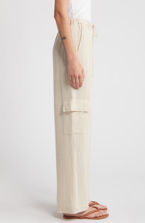 Shop Rails Christiano Wide Leg Cotton Gauze Cargo Pants In Flax