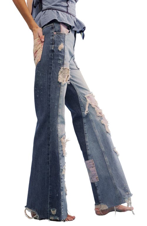 Shop Free People Love Story High Waist Rip & Repair Patchwork Flare Jeans In Aphrodite