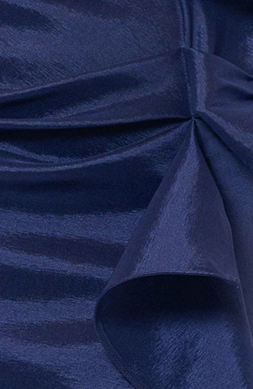 Shop Xscape Evenings Off The Shoulder Taffeta Gown In Navy