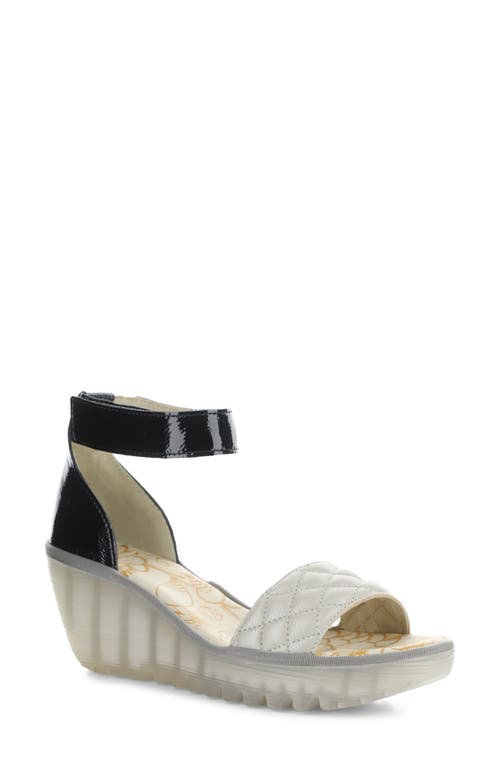 Fly London Yaru Platform Wedge Sandal In Silver/black