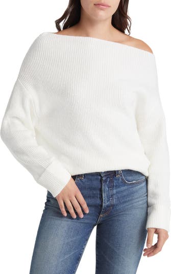 Treasure and bond top one shoulder ribbed sweater