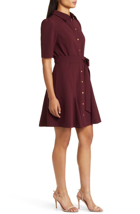 Eliza J Puff Sleeve Shirtdress In Wine