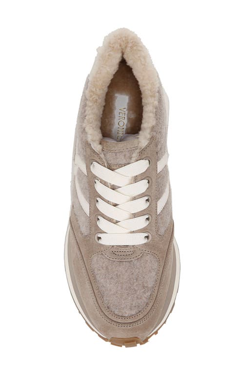 Shop Veronica Beard Valentina Genuine Shearling Lined Sneaker In Cobblestone