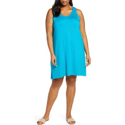 Plus Size Gibson X Hi Sugarplum! Sicily Embroidered Racerback Tank Dress, Blue