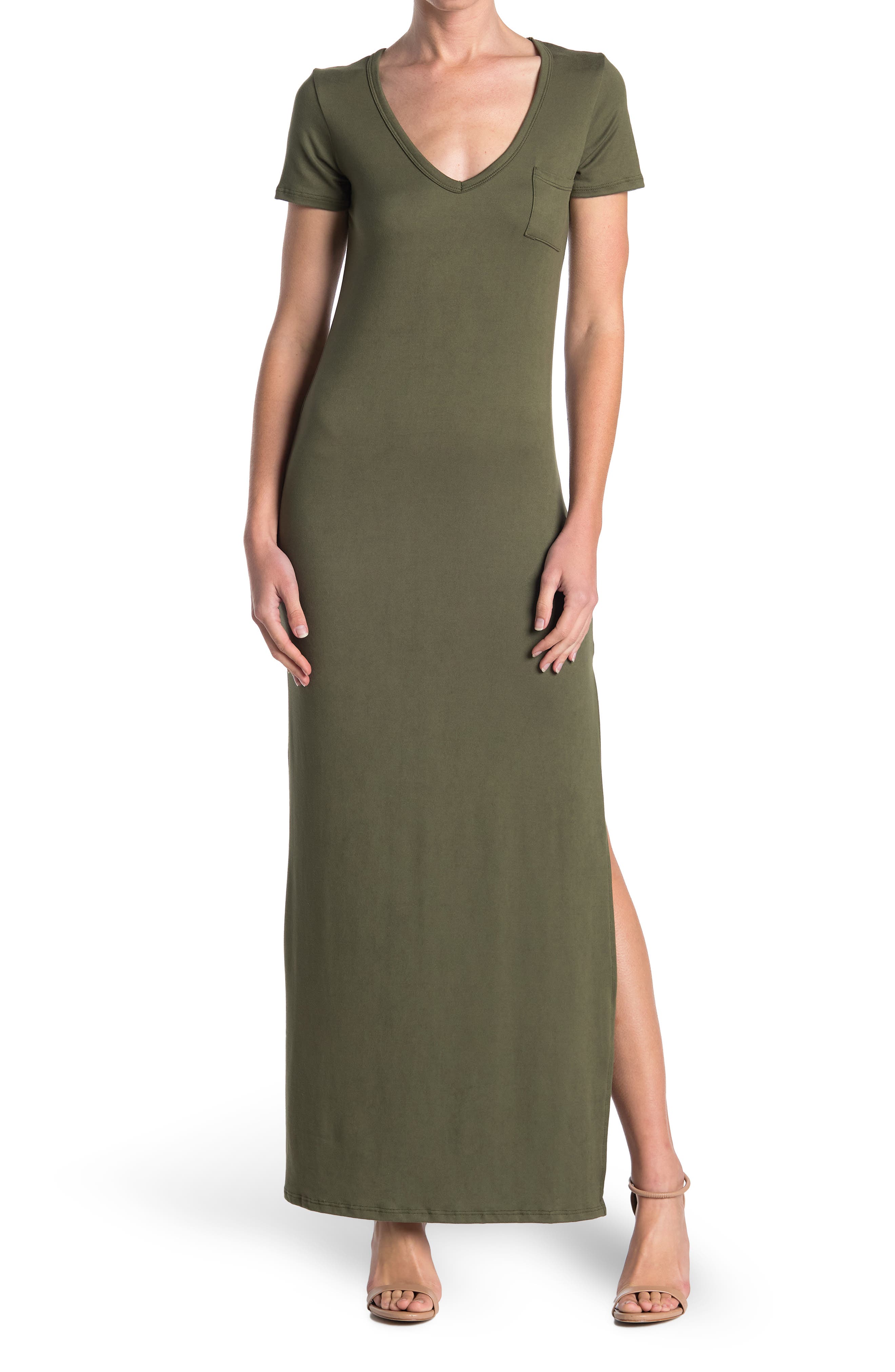 green patterned maxi dress