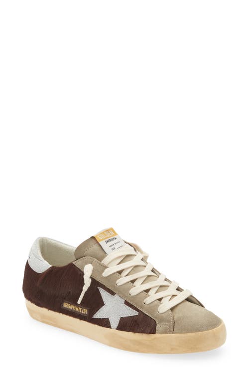 Golden Goose Super-Star Genuine Calf Hair Low Top Sneaker in Chocolate/Taupe/Silver at Nordstrom, Size 8Us