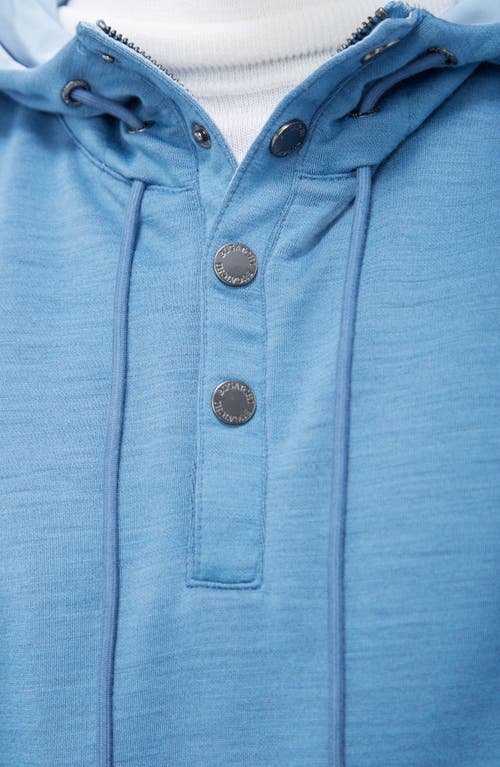 Shop Bugatchi Wool & Nylon Quarter Zip Hoodie In Cobalt