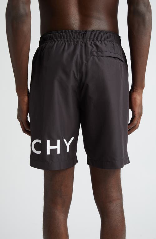 Shop Givenchy Logo Swim Trunks In Black/white