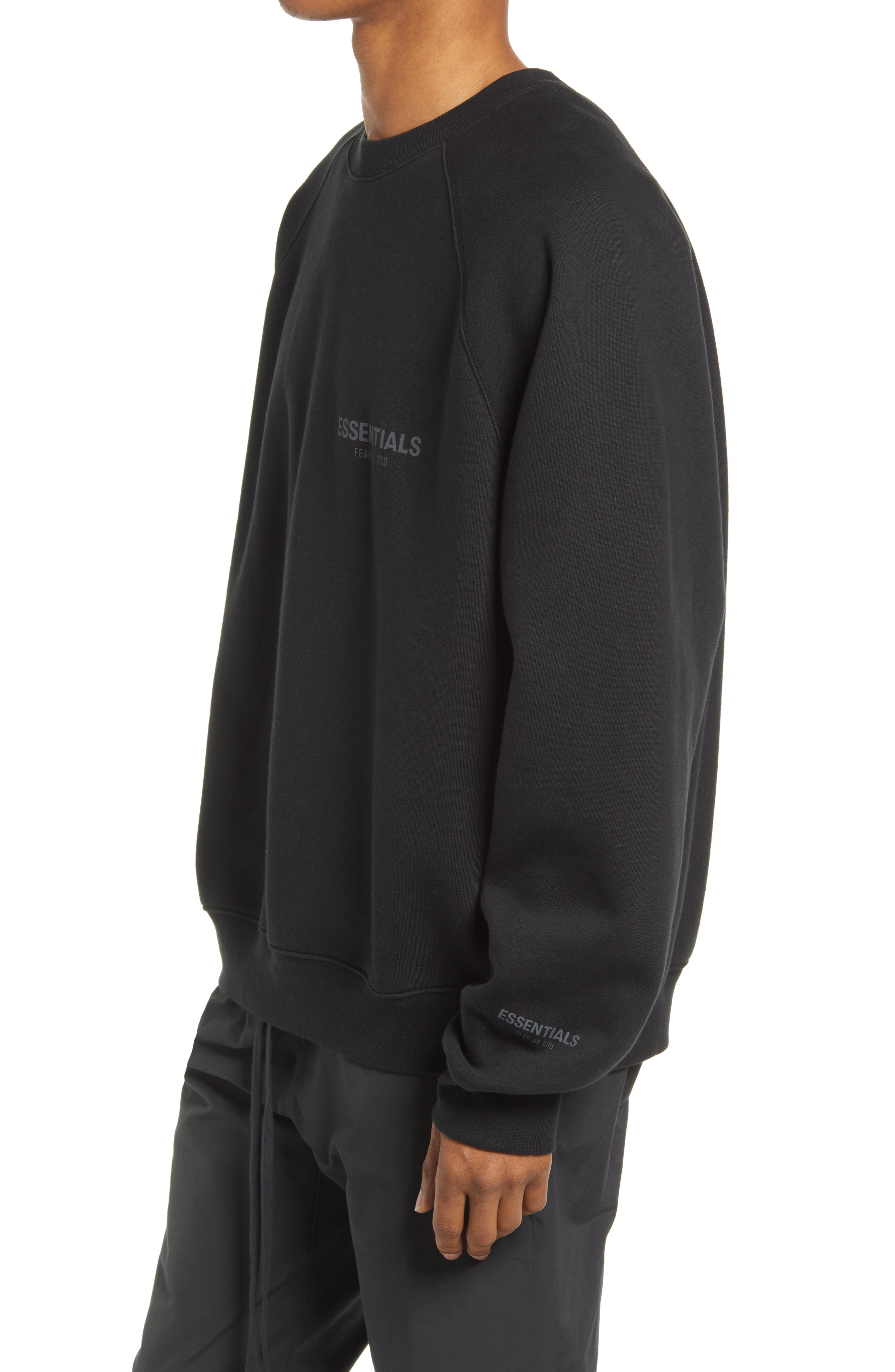 essentials black crewneck pullover sweatshirt